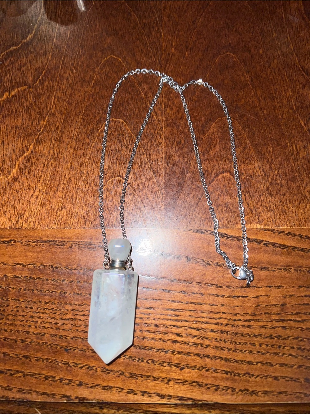 Sterling Silver Moonstone Aura Point Crystal Pendant Necklace that opens!